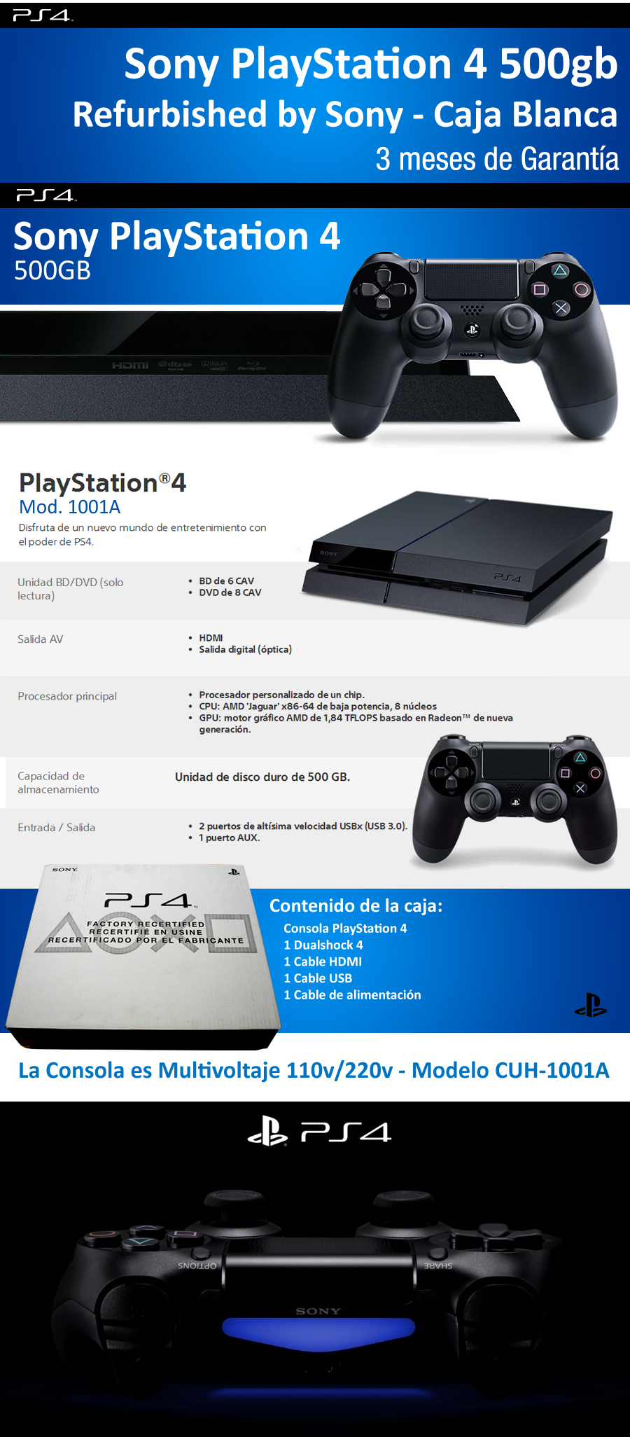 Consola PlayStation 4 500GB Incluye DualShock